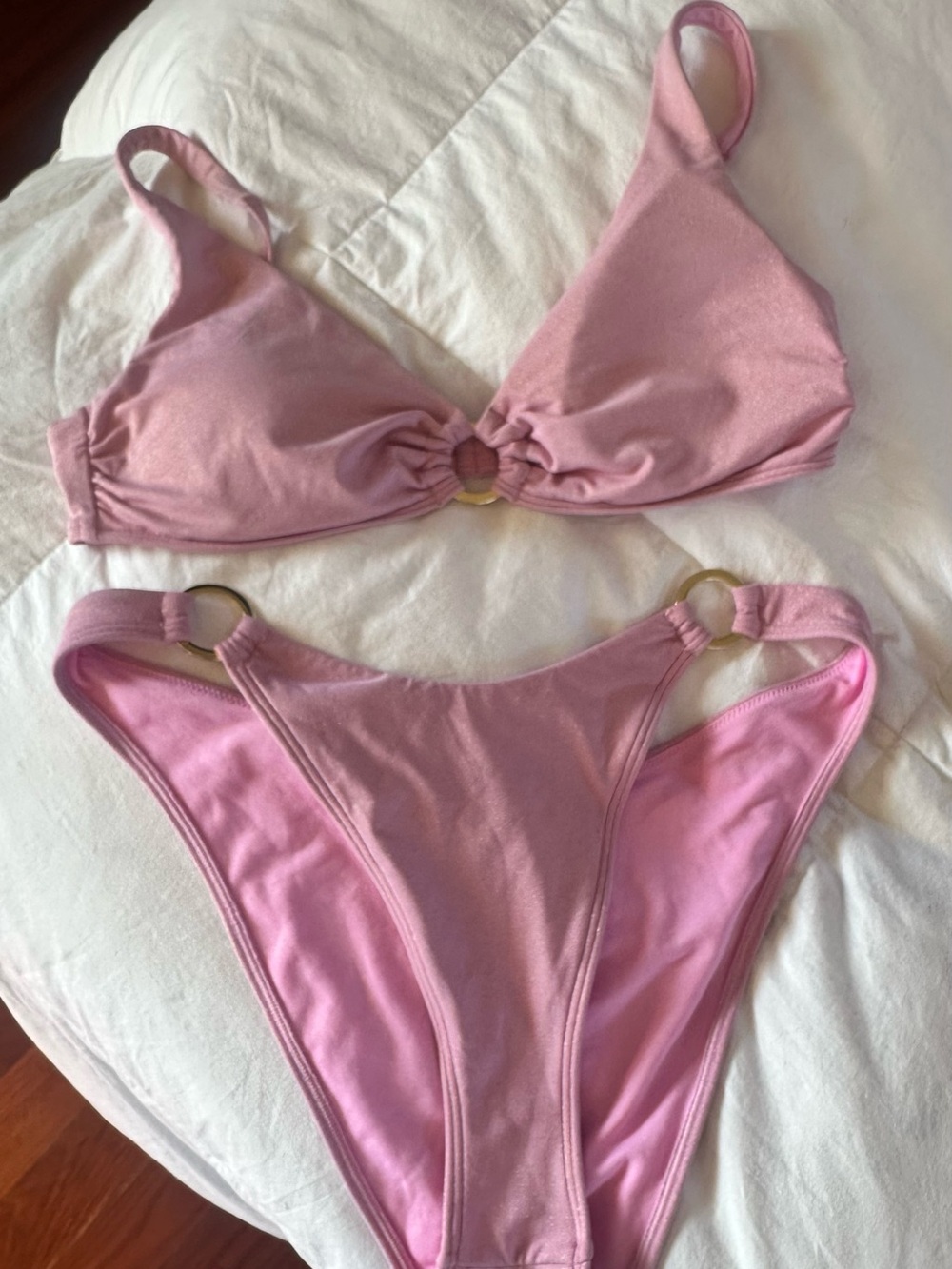 Abercrombie Pink Gold Shimmer Ring Bikini Set
